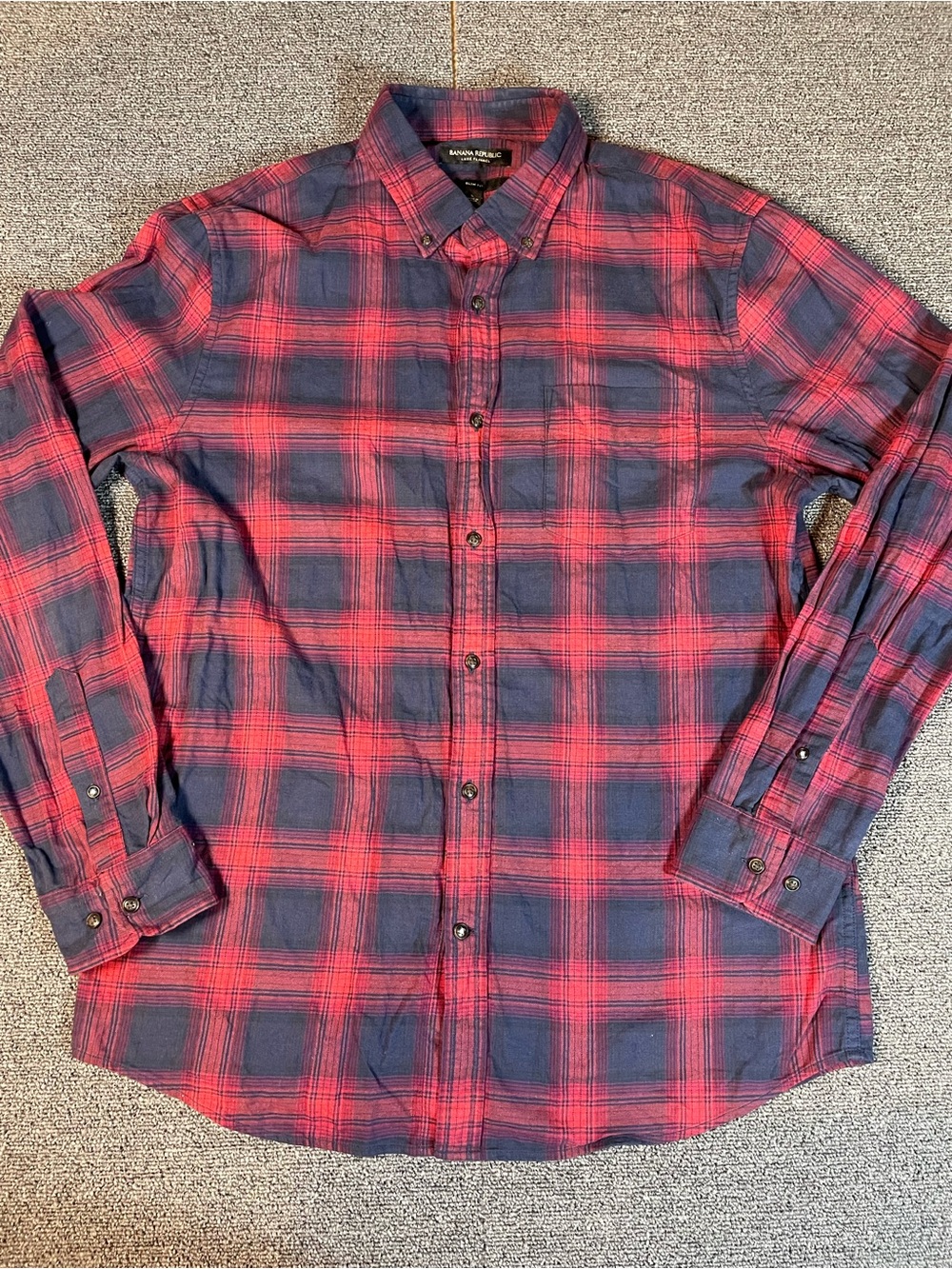 Banana Republic Men’s Luxe Flannel Slim Fit LS Plaid - Lg